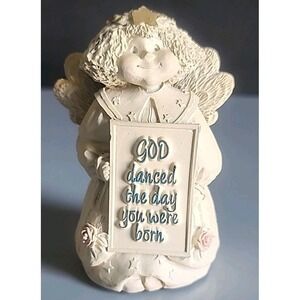 Vintage 80's Abbey Press Cherub Angel Figurine God Danced The Day You Were Born